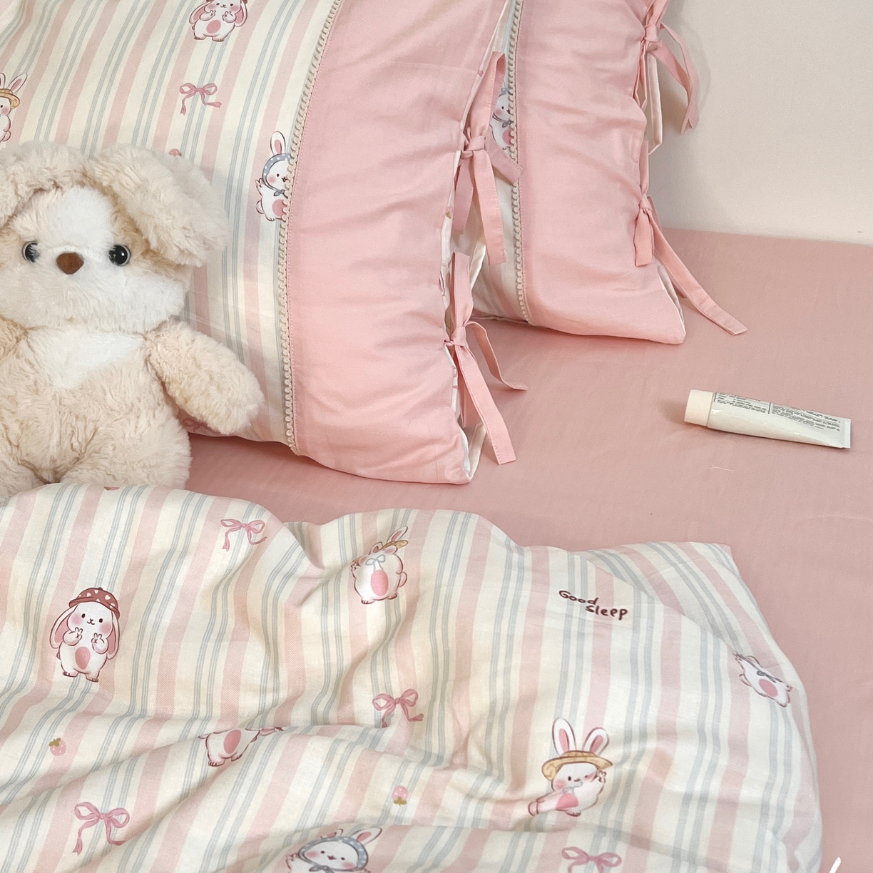 荣轩家居 2026新品韩式拼接系绳蝴蝶结工艺款四件套（铺床版） 沃波尔