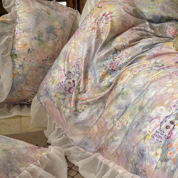 91家纺网 家纺一手货源 找家纺 （总）艾米家居 2026春夏新款花边款法式天丝棉冰丝系列四件套提供买家秀