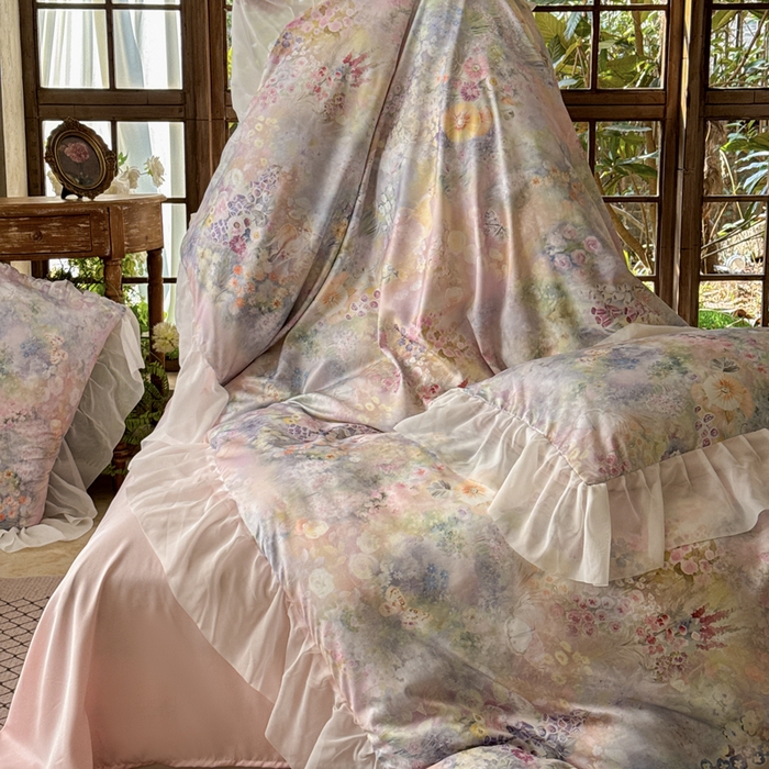 91家纺网 家纺一手货源 找家纺 （总）艾米家居 2026春夏新款花边款法式天丝棉冰丝系列四件套提供买家秀