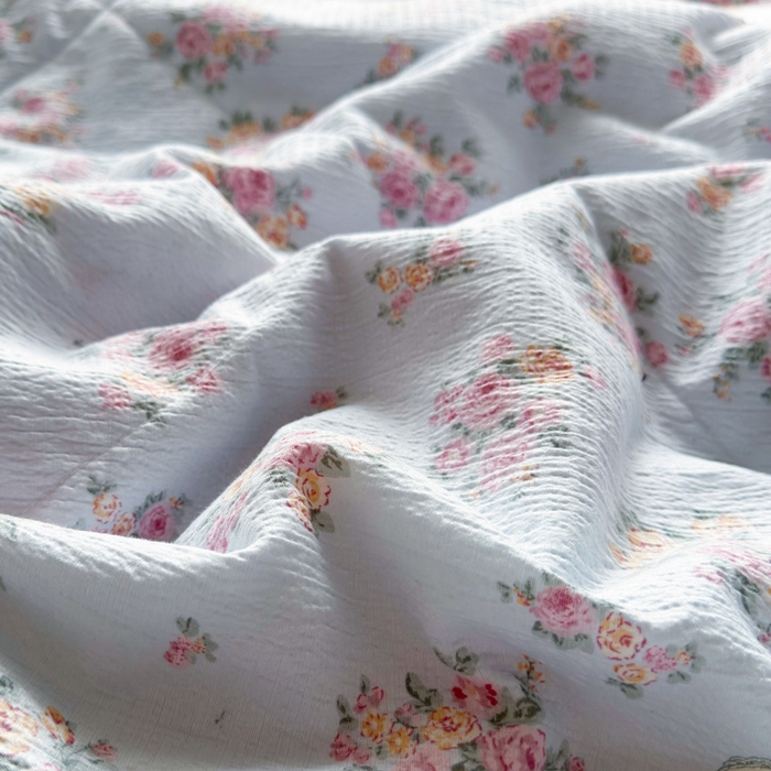 91家纺网 家纺一手货源 找家纺 云玲时尚 2026新款木棉皱皱纱夏被被子被芯 满园春紫