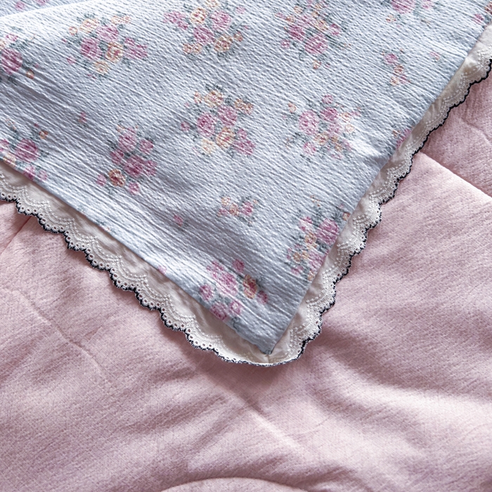 91家纺网 家纺一手货源 找家纺 云玲时尚 2026新款木棉皱皱纱夏被被子被芯 满园春紫