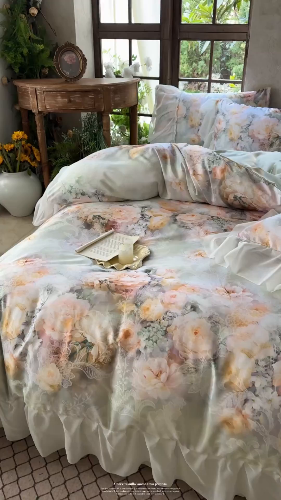 91家纺网 家纺一手货源 找家纺 艾米家居 2026春夏新款花边款法式天丝棉冰丝系列四件套提供买家秀 花旦花边款