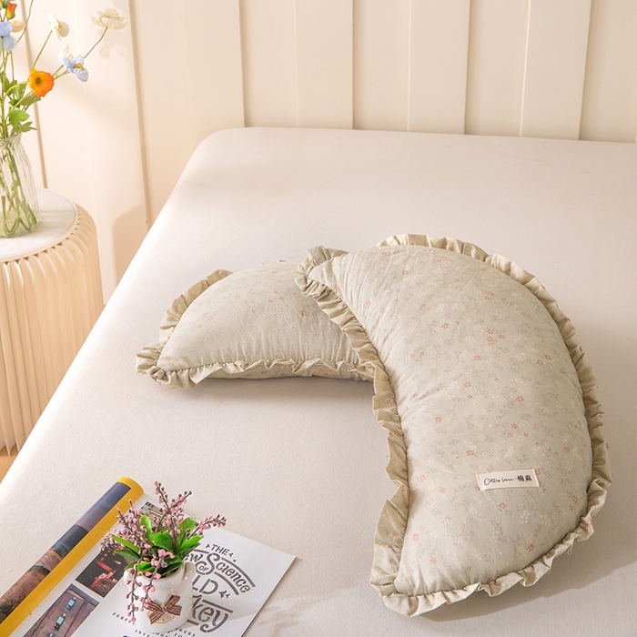 91家纺网 家纺一手货源 找家纺 （总）梦莱家纺 2026新款月牙形儿童棉麻荞麦枕枕头枕芯