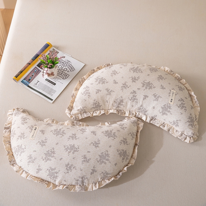 91家纺网 家纺一手货源 找家纺 （总）梦莱家纺 2026新款月牙形儿童棉麻荞麦枕枕头枕芯