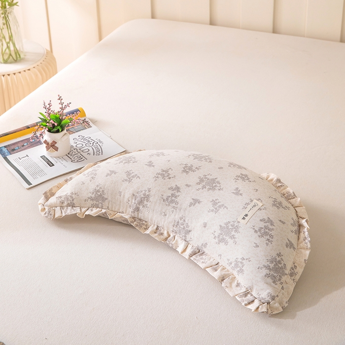 91家纺网 家纺一手货源 找家纺 （总）梦莱家纺 2026新款月牙形儿童棉麻荞麦枕枕头枕芯