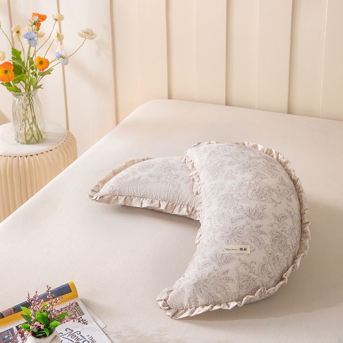 91家纺网 家纺一手货源 找家纺 （总）梦莱家纺 2026新款月牙形儿童棉麻荞麦枕枕头枕芯