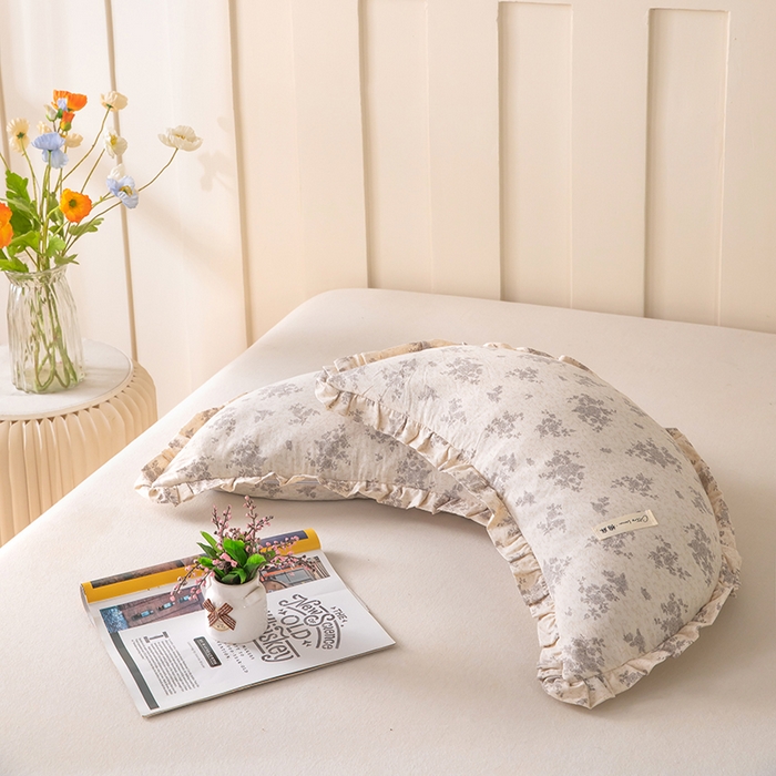 梦莱家纺 2026新款月牙形儿童棉麻荞麦枕枕头枕芯 1号月牙枕