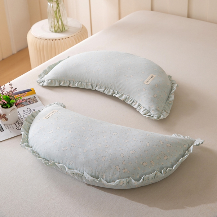 91家纺网 家纺一手货源 找家纺 梦莱家纺 2026新款月牙形儿童棉麻荞麦枕枕头枕芯 4号月牙枕