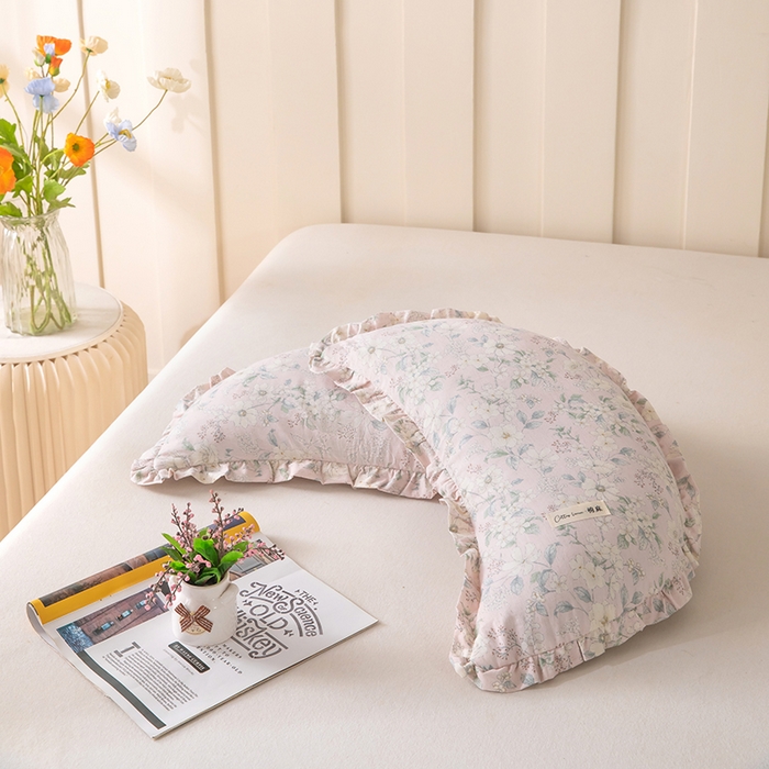 梦莱家纺 2026新款月牙形儿童棉麻荞麦枕枕头枕芯 3号月牙枕