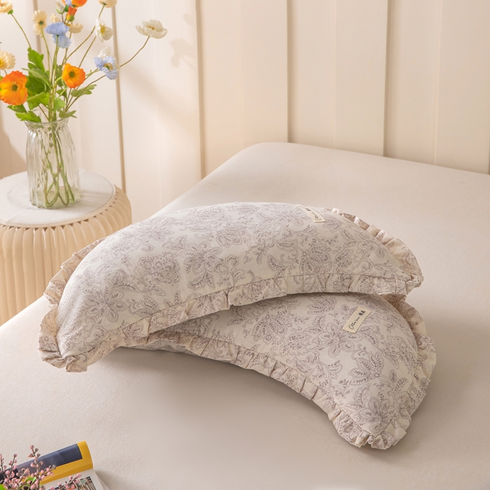 91家纺网 家纺一手货源 找家纺 梦莱家纺 2026新款月牙形儿童棉麻荞麦枕枕头枕芯 5号月牙枕