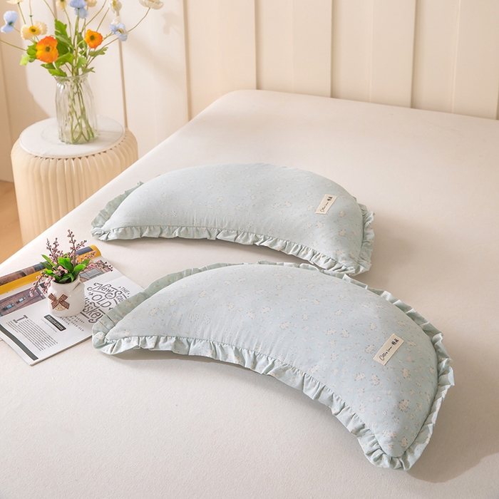 91家纺网 家纺一手货源 找家纺 梦莱家纺 2026新款月牙形儿童棉麻荞麦枕枕头枕芯 4号月牙枕