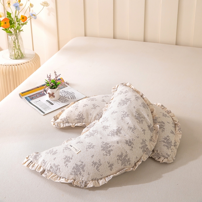 91家纺网 家纺一手货源 找家纺 梦莱家纺 2026新款月牙形儿童棉麻荞麦枕枕头枕芯 1号月牙枕