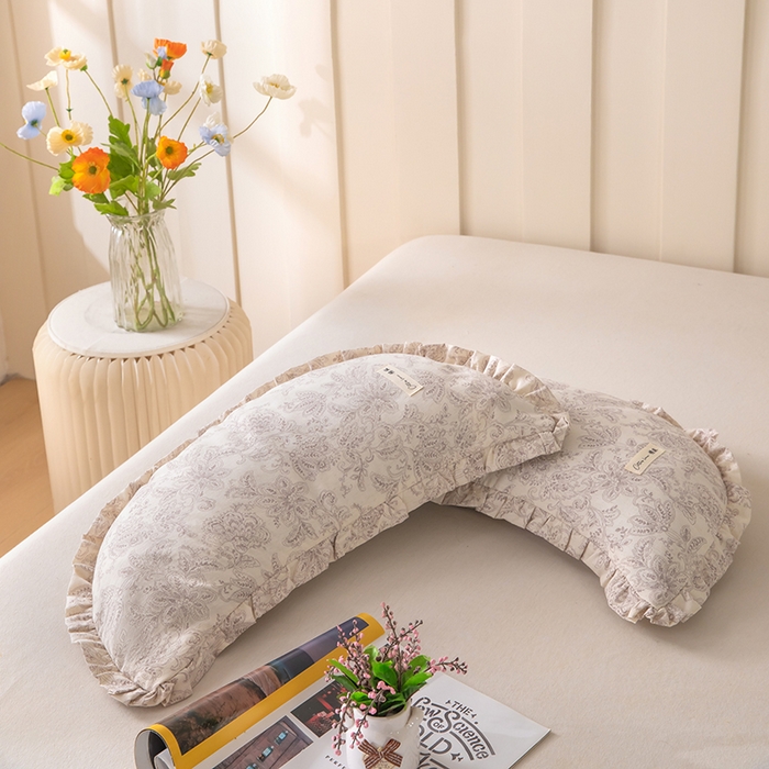 91家纺网 家纺一手货源 找家纺 梦莱家纺 2026新款月牙形儿童棉麻荞麦枕枕头枕芯 5号月牙枕