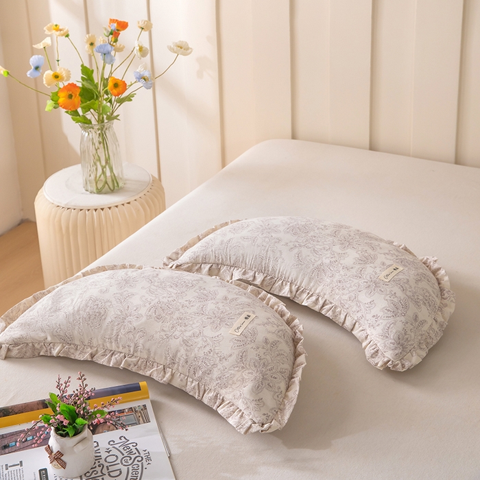 91家纺网 家纺一手货源 找家纺 梦莱家纺 2026新款月牙形儿童棉麻荞麦枕枕头枕芯 5号月牙枕