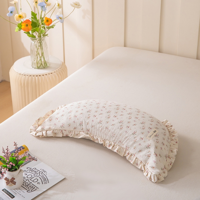 91家纺网 家纺一手货源 找家纺 梦莱家纺 2026新款月牙形儿童棉麻荞麦枕枕头枕芯 2号月牙枕