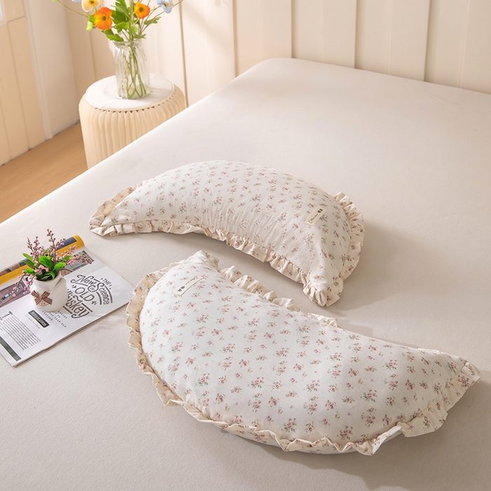 91家纺网 家纺一手货源 找家纺 梦莱家纺 2026新款月牙形儿童棉麻荞麦枕枕头枕芯 2号月牙枕