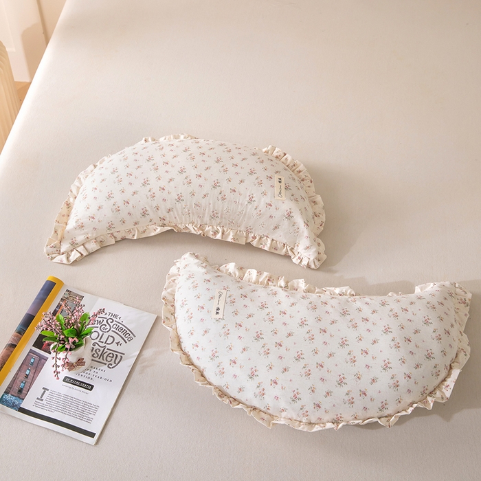 91家纺网 家纺一手货源 找家纺 梦莱家纺 2026新款月牙形儿童棉麻荞麦枕枕头枕芯 2号月牙枕