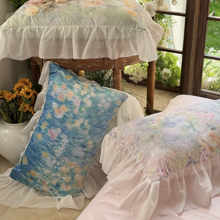 91家纺网 家纺一手货源 找家纺 （总）艾米家居 2026春夏新款裙边款法式天丝棉冰丝系列四件套提供买家秀