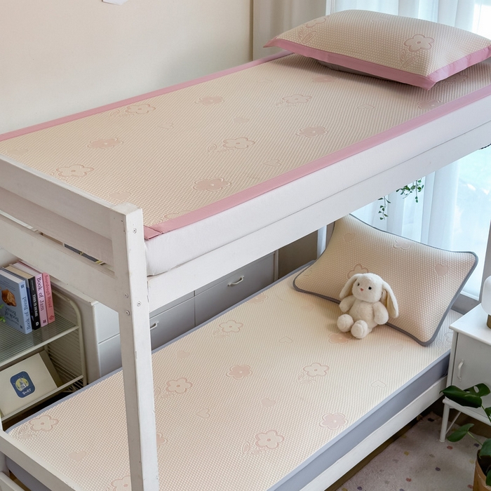 91家纺网 家纺一手货源 找家纺 凯罗 2026新款A类凉豆豆学生宿舍用床席可水洗凉席席子床席款 花儿朵朵-粉-床席款