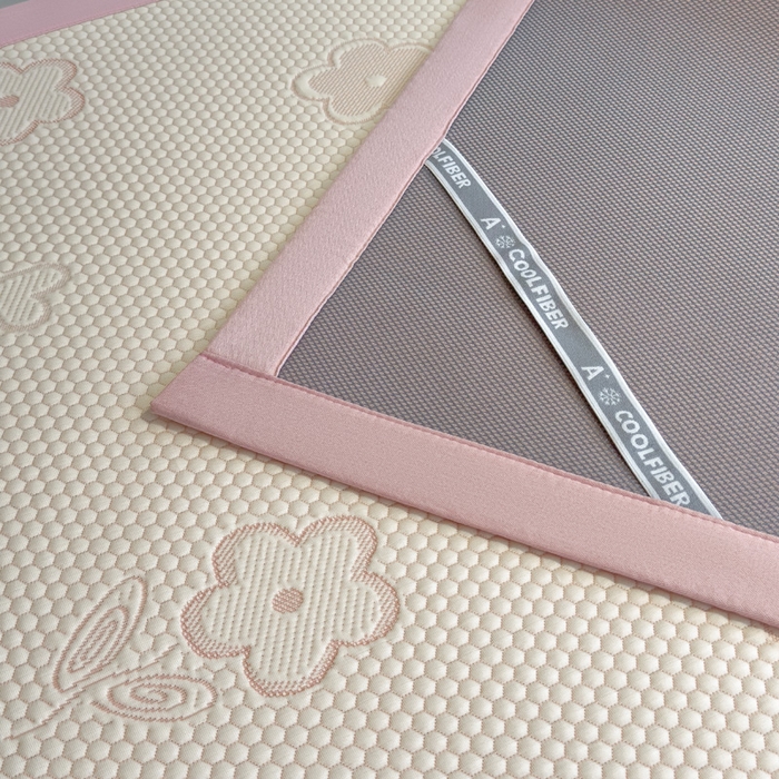 91家纺网 家纺一手货源 找家纺 凯罗 2026新款A类凉豆豆学生宿舍用床席可水洗凉席席子床席款 花儿朵朵-粉-床席款