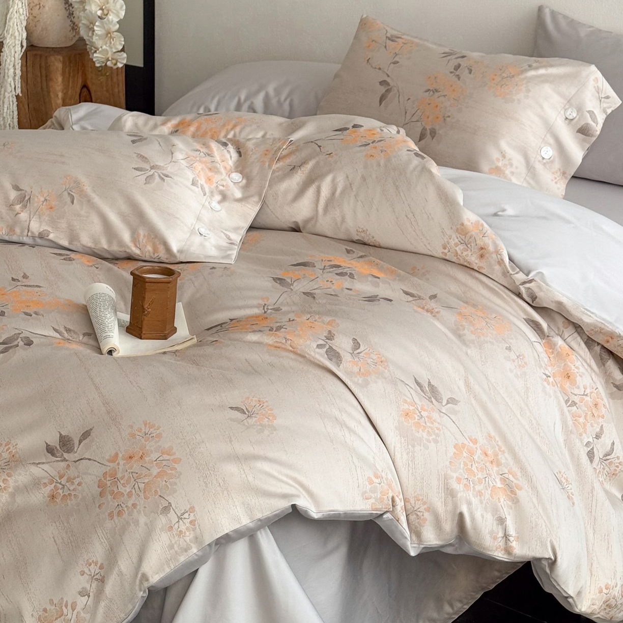 91家纺网 家纺一手货源 找家纺 华超针织 2026新款100S纽扣款色织提花四件套-神秘香氛 神秘香氛 橙