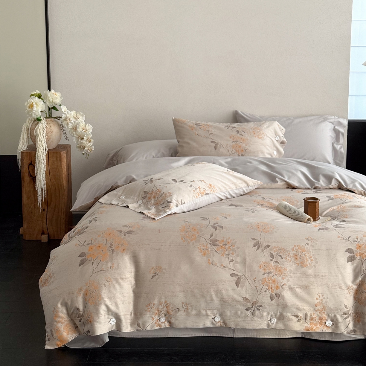 91家纺网 家纺一手货源 找家纺 华超针织 2026新款100S纽扣款色织提花四件套-神秘香氛 神秘香氛 橙