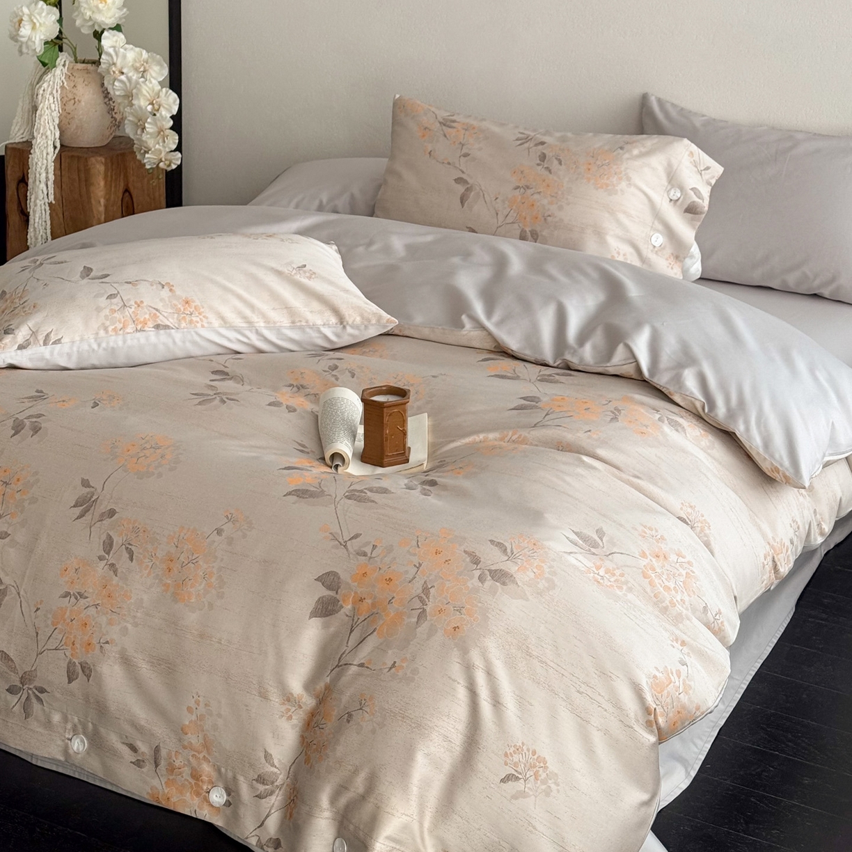 91家纺网 家纺一手货源 找家纺 华超针织 2026新款100S纽扣款色织提花四件套-神秘香氛 神秘香氛 橙