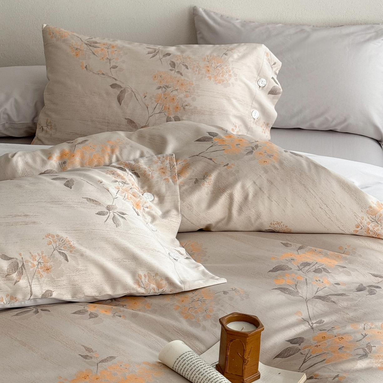 91家纺网 家纺一手货源 找家纺 华超针织 2026新款100S纽扣款色织提花四件套-神秘香氛 神秘香氛 橙