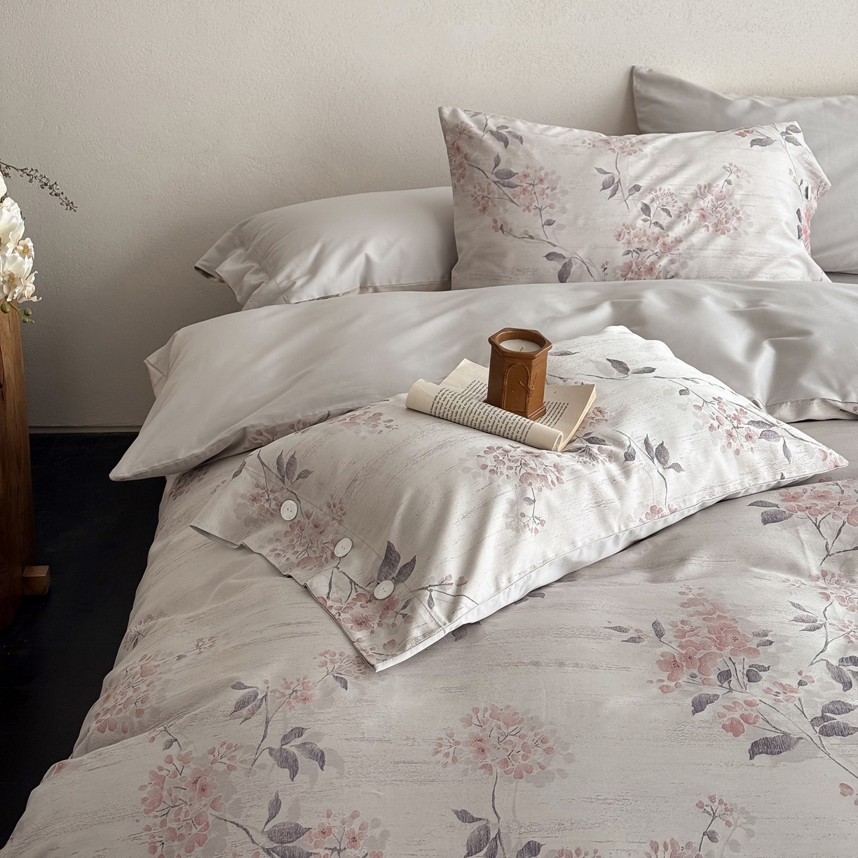 华超针织 2026新款100S纽扣款色织提花四件套-神秘香氛 神秘香氛 紫