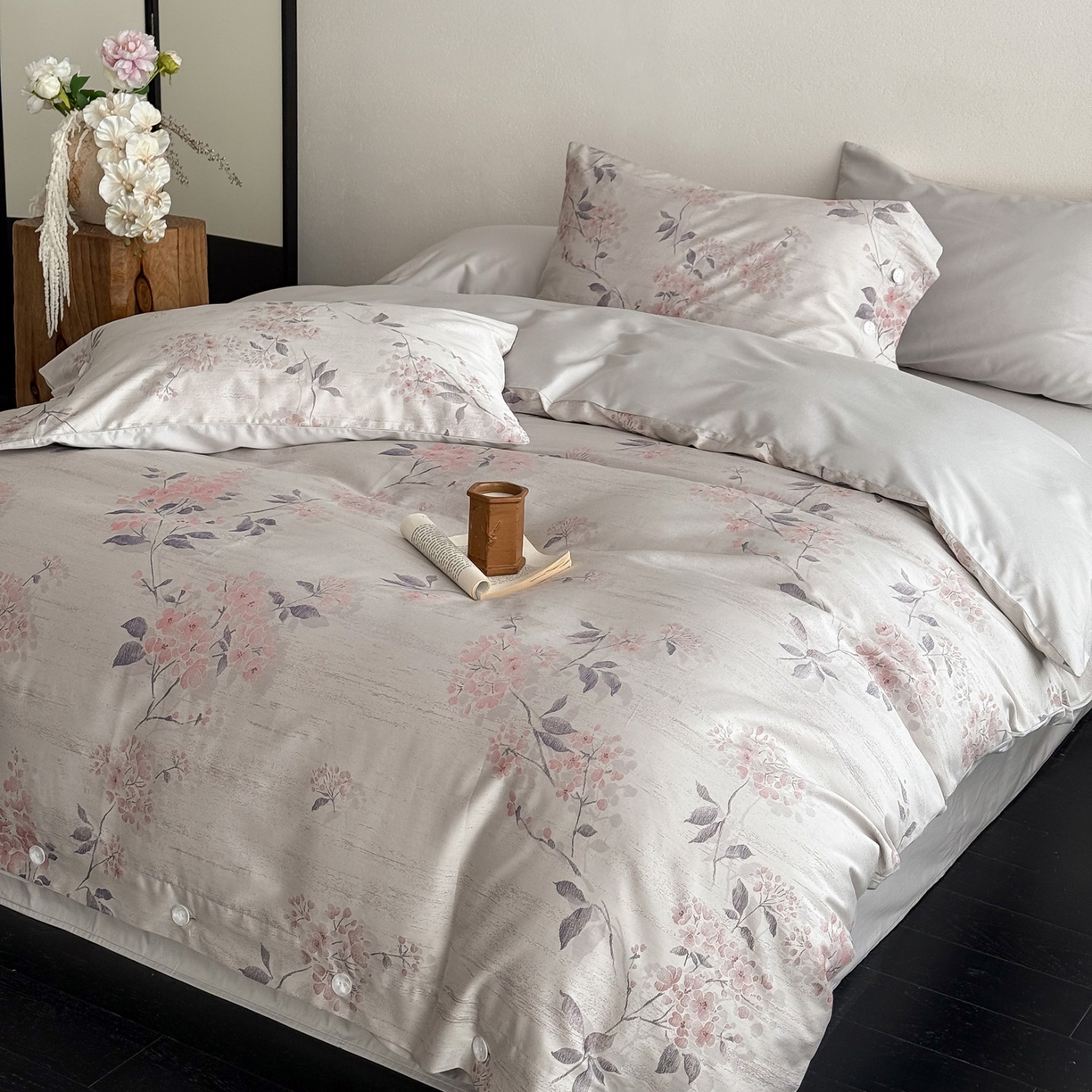 91家纺网 家纺一手货源 找家纺 华超针织 2026新款100S纽扣款色织提花四件套-神秘香氛 神秘香氛 紫