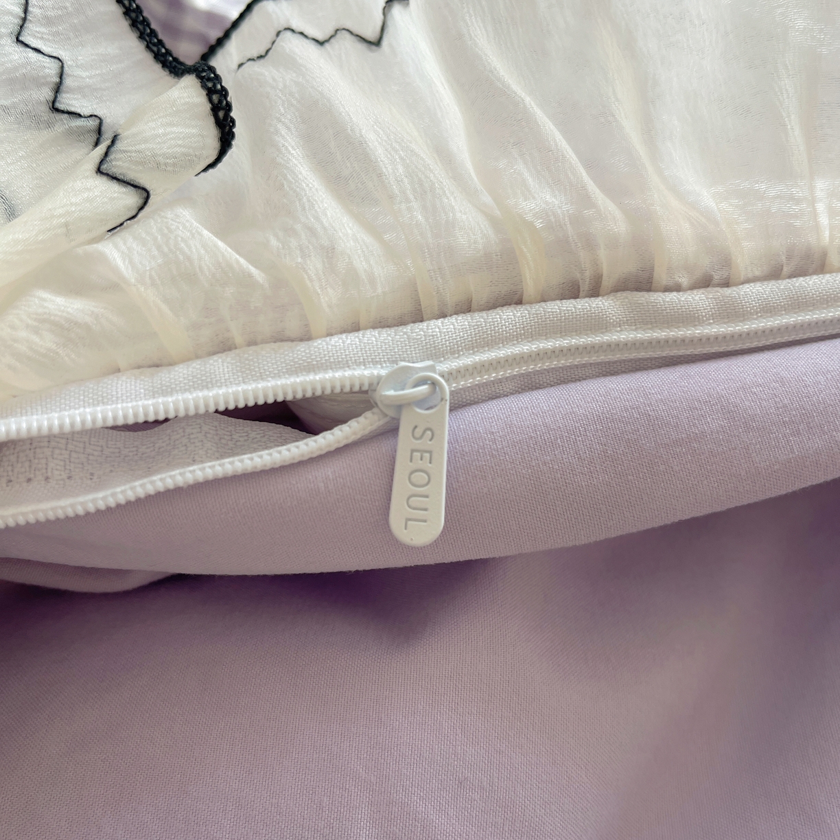 91家纺网 家纺一手货源 找家纺 首尔家纺 2026春夏新款小清新色织提花格子花边款床单床盖款四件套蜜格系列 蜜格-浅紫