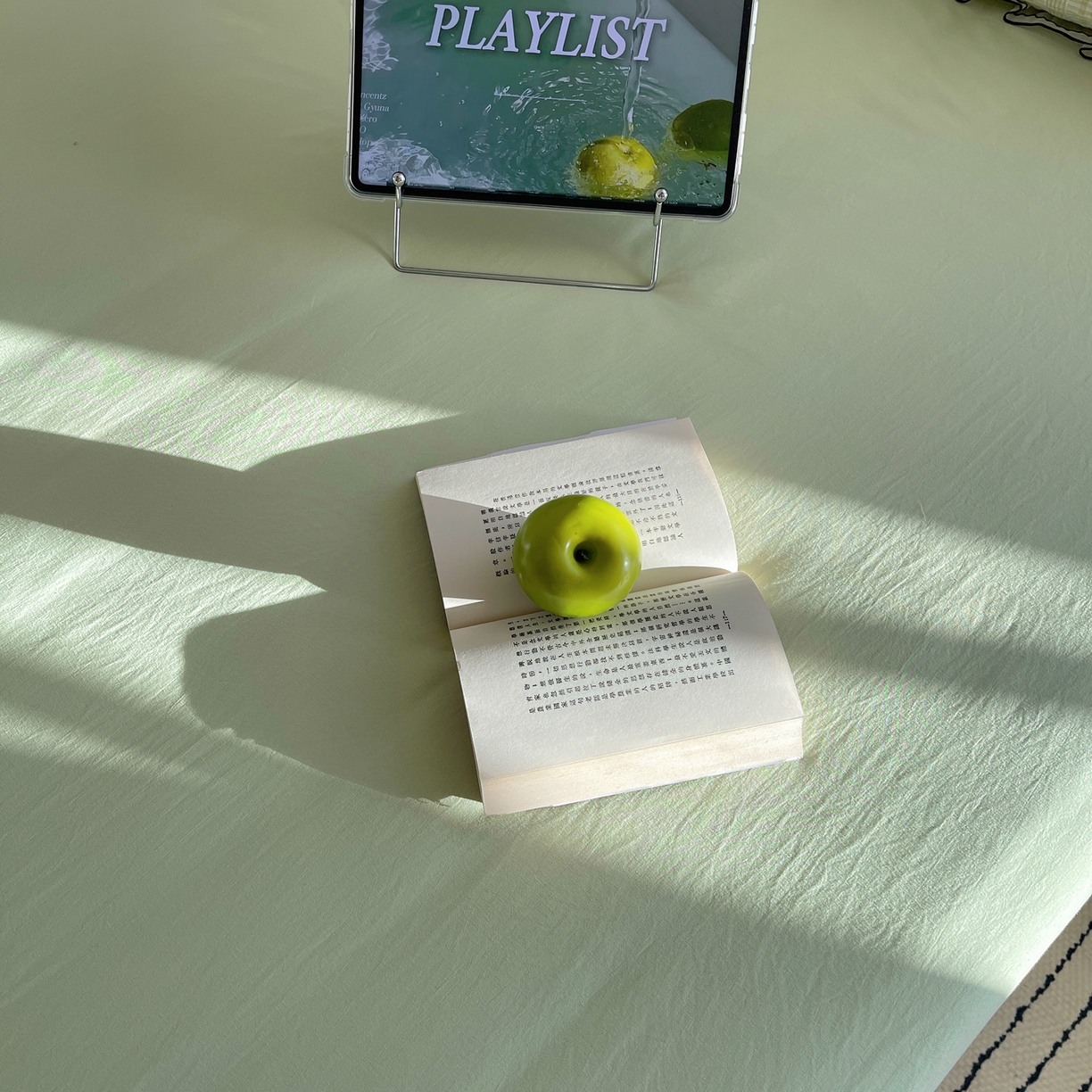 91家纺网 家纺一手货源 找家纺 首尔家纺 2026春夏新款小清新色织提花格子花边款床单床盖款四件套蜜格系列 蜜格-抹茶