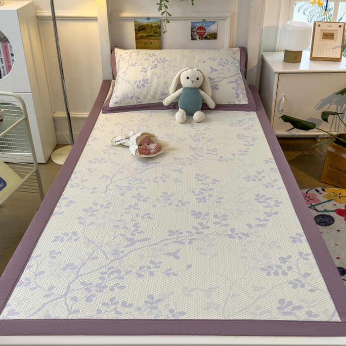 91家纺网 家纺一手货源 找家纺 凯罗 2026新款A类凉豆豆学生宿舍用床席可水洗凉席席子床席款 纤藤集-紫-床席款