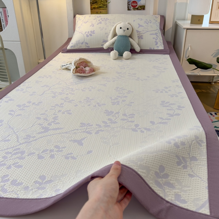 91家纺网 家纺一手货源 找家纺 凯罗 2026新款A类凉豆豆学生宿舍用床席可水洗凉席席子床席款 纤藤集-紫-床席款