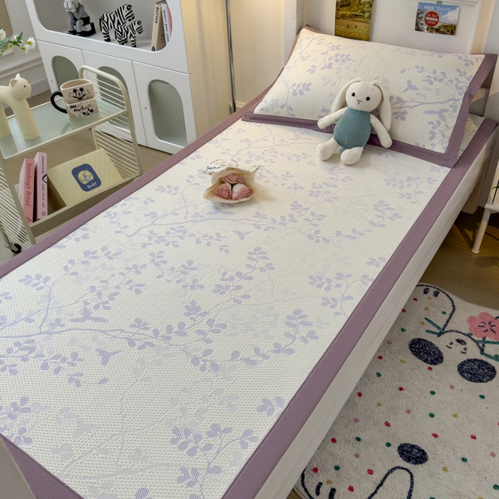 91家纺网 家纺一手货源 找家纺 凯罗 2026新款A类凉豆豆学生宿舍用床席可水洗凉席席子床席款 纤藤集-紫-床席款