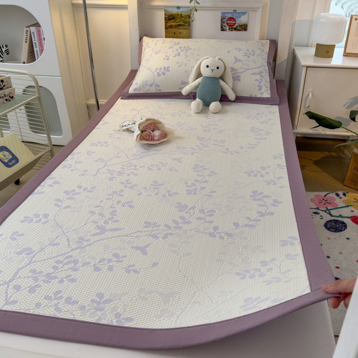 91家纺网 家纺一手货源 找家纺 凯罗 2026新款A类凉豆豆学生宿舍用床席可水洗凉席席子床席款 纤藤集-紫-床席款