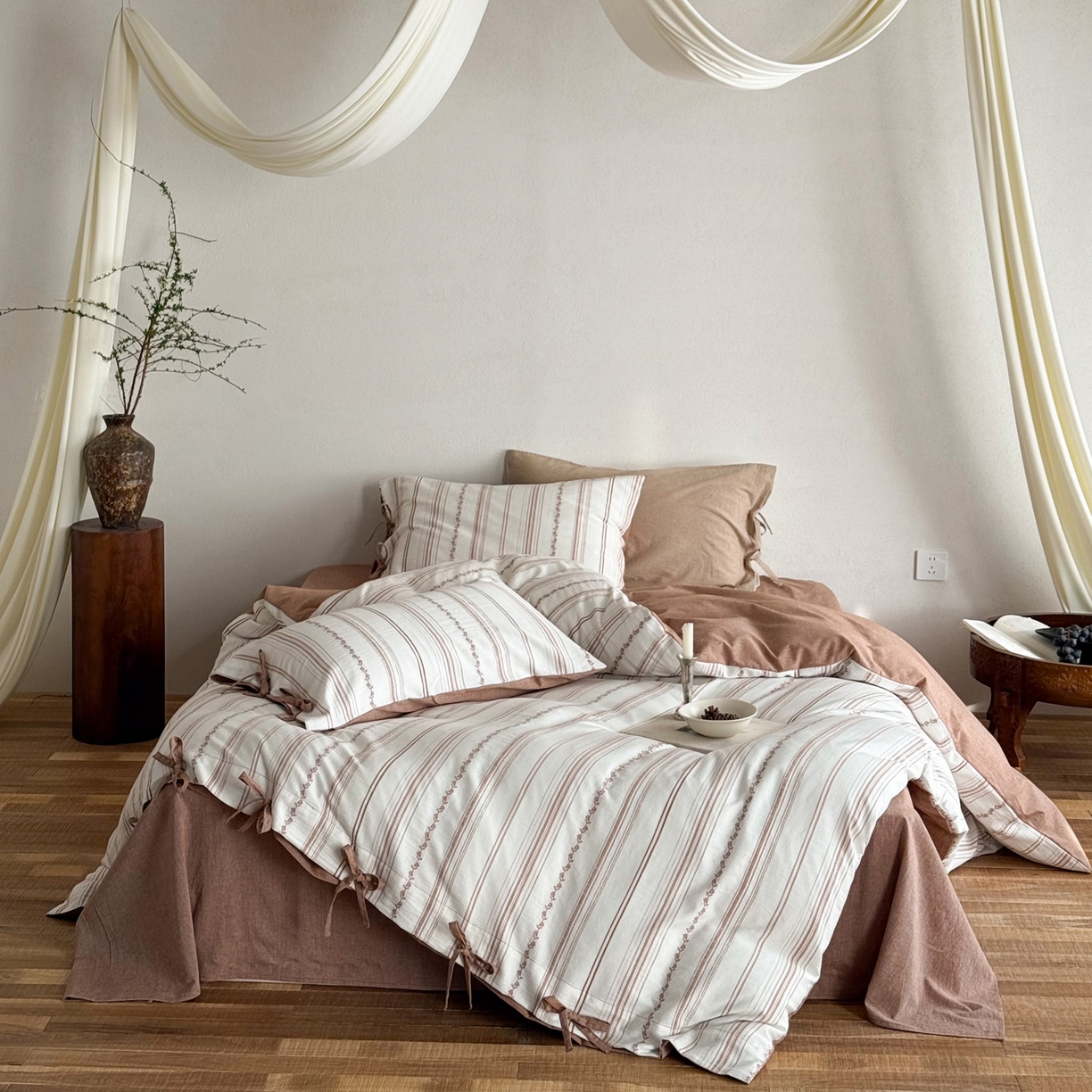 91家纺网 家纺一手货源 找家纺 （总）华超针织 2026新款全棉剪花绑带款四件套-阿尔玛