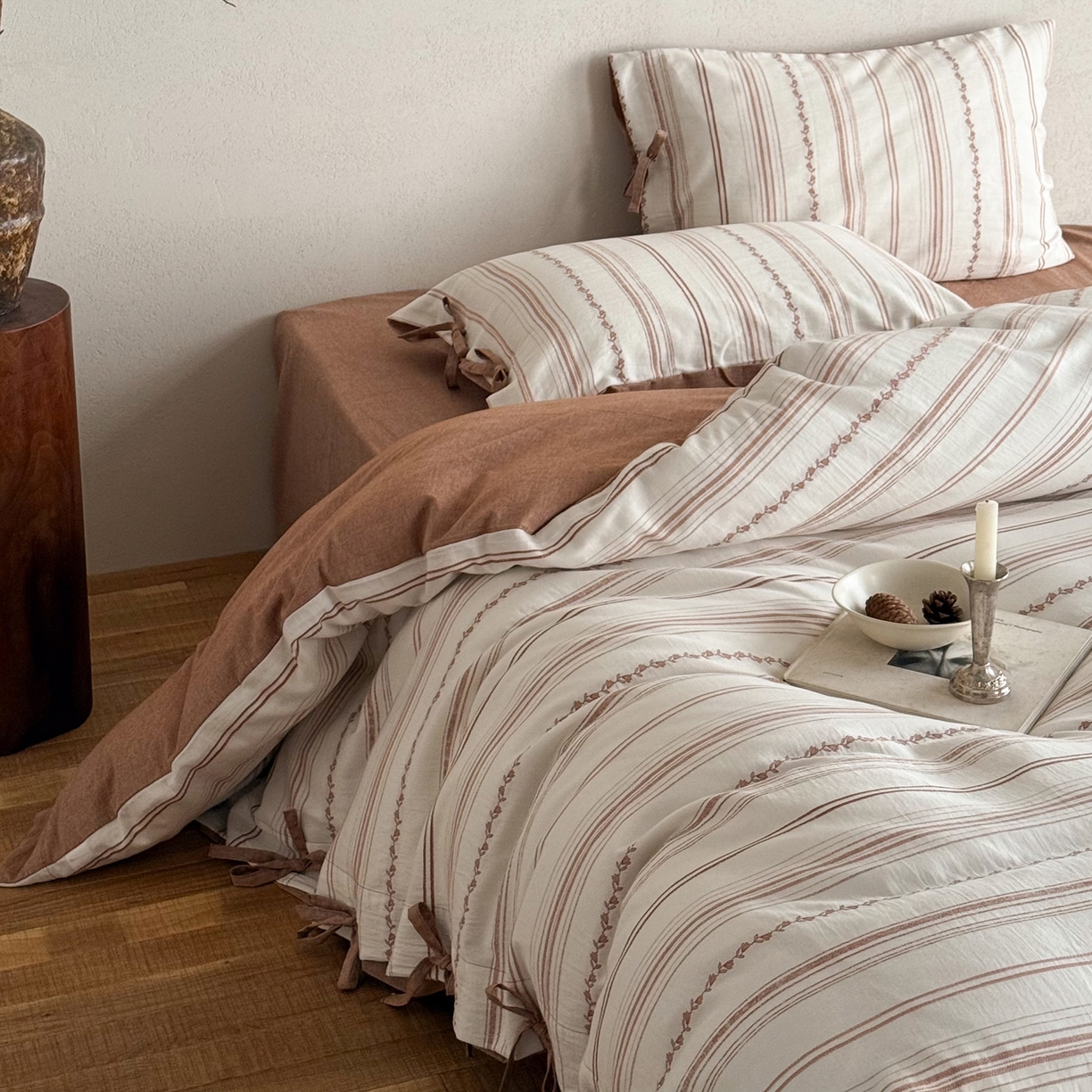 91家纺网 家纺一手货源 找家纺 （总）华超针织 2026新款全棉剪花绑带款四件套-阿尔玛