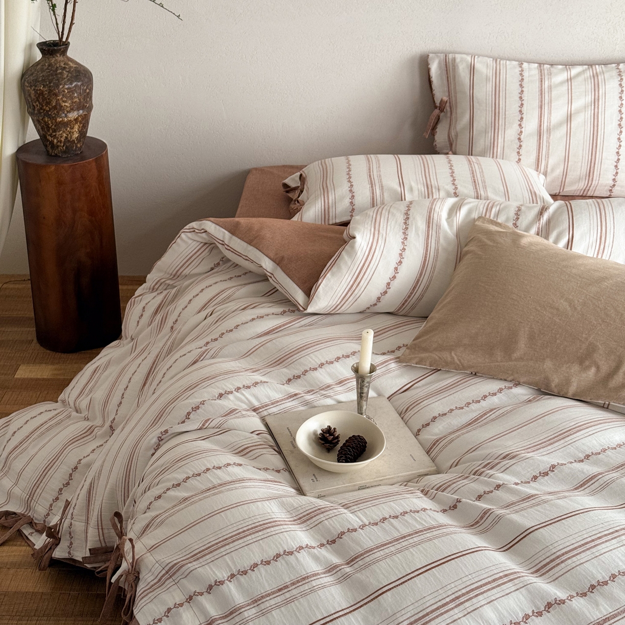 91家纺网 家纺一手货源 找家纺 （总）华超针织 2026新款全棉剪花绑带款四件套-阿尔玛