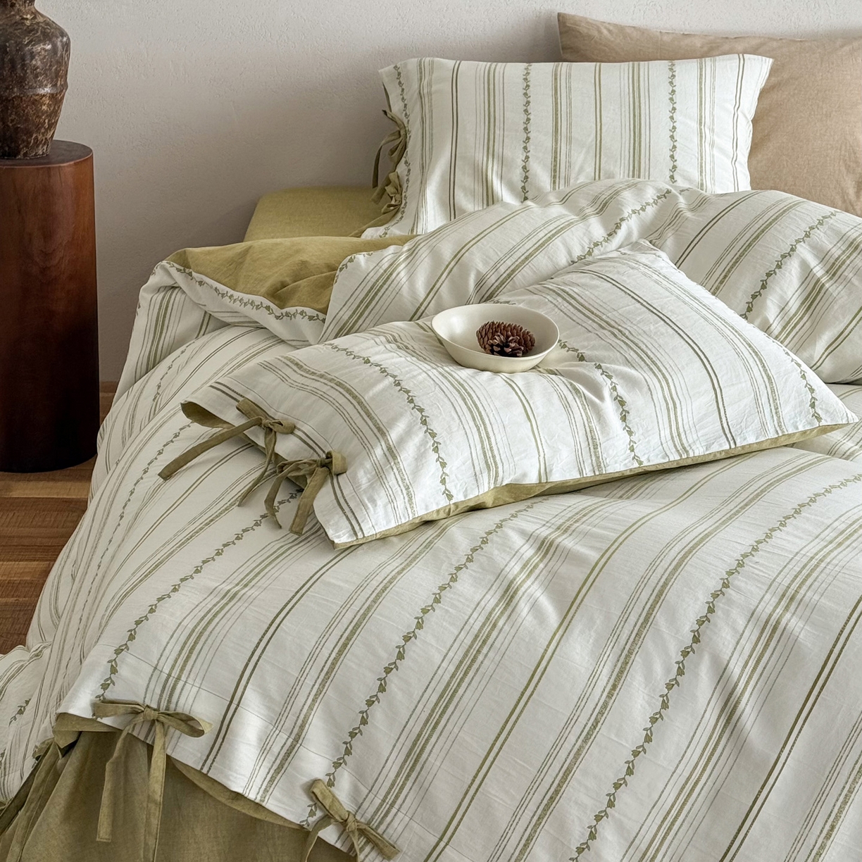 华超针织 2026新款全棉剪花绑带款四件套-阿尔玛 阿尔玛 绿