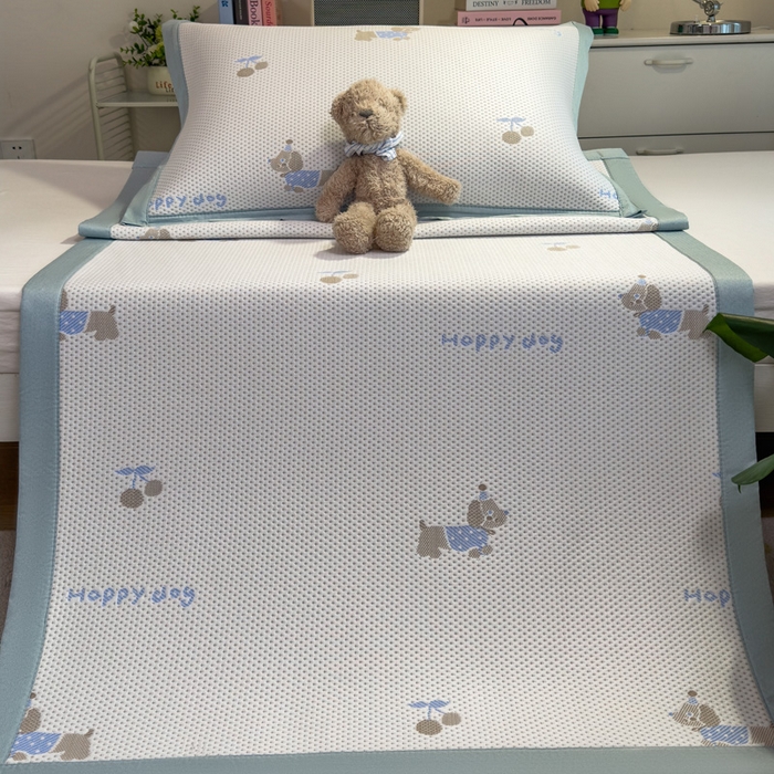 91家纺网 家纺一手货源 找家纺 凯罗 2026新款A类凉豆豆学生宿舍用床席可水洗凉席席子床席款 小萌狗-床席款