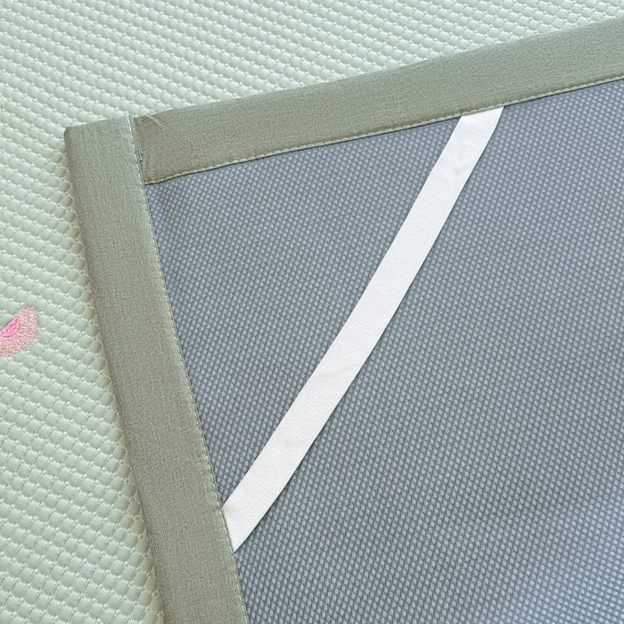 91家纺网 家纺一手货源 找家纺 凯罗 2026新款华夫格凉泡泡绣花凉席席子-床席款 奔跑吧库洛米-果绿