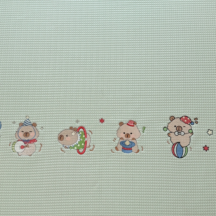 91家纺网 家纺一手货源 找家纺 凯罗 2026新款华夫格凉泡泡绣花凉席席子-床笠款 卡皮巴拉