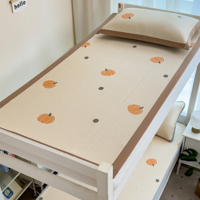 91家纺网 家纺一手货源 找家纺 凯罗 2026新款A类凉豆豆学生宿舍用床席可水洗凉席席子床席款 小南瓜-桔-床席款