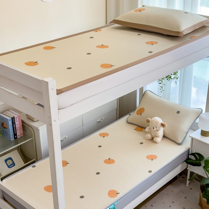 91家纺网 家纺一手货源 找家纺 凯罗 2026新款A类凉豆豆学生宿舍用床席可水洗凉席席子床席款 小南瓜-桔-床席款