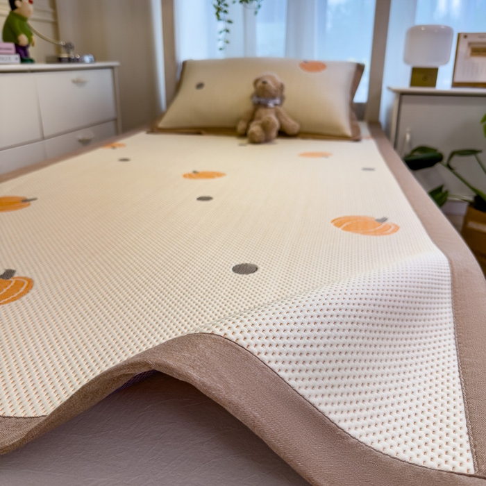 91家纺网 家纺一手货源 找家纺 凯罗 2026新款A类凉豆豆学生宿舍用床席可水洗凉席席子床席款 小南瓜-桔-床席款