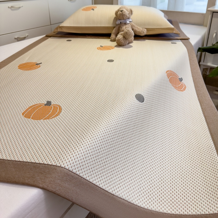 91家纺网 家纺一手货源 找家纺 凯罗 2026新款A类凉豆豆学生宿舍用床席可水洗凉席席子床席款 小南瓜-桔-床席款