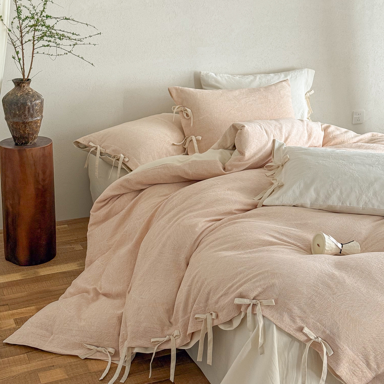 91家纺网 家纺一手货源 找家纺 （总）华超针织 2026新款全棉三层纱提花四件套