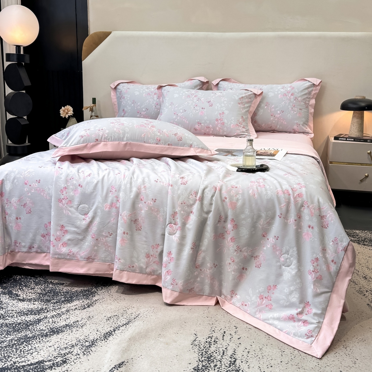 91家纺网 家纺一手货源 找家纺 归属 2026新款凉感天丝棉夏被夏凉被空调被夏被四件套系列 花田错