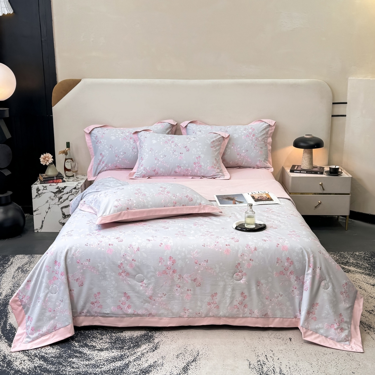 91家纺网 家纺一手货源 找家纺 归属 2026新款凉感天丝棉夏被夏凉被空调被夏被四件套系列 花田错